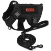 Dog Harness No-Pull Pet Harness Adjustable Outdoor Pet Vest 3M Reflective Oxford Material Vest for Dogs Easy Control for Small Medium Large Dogs (Tactical Black, Small (Harness + Leash))