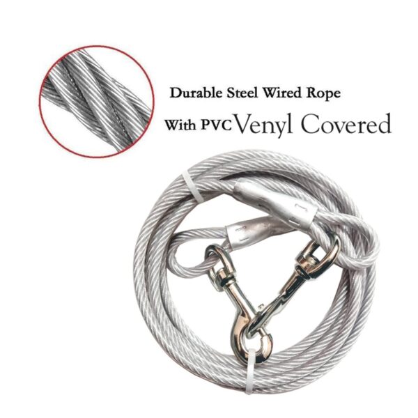 Dubidu Venyl Covered Cable Leash For Medium-Large Dogs 6Ft & 10Ft Water Proof Lead For All Sized Pets. Great For Yard, Easy To Use Excellent Look (20 Feet)