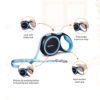 Amazon Basics Retractable Dog Leash | 5 Meter | for Large Dogs Up to 50 Kg | Heavy Duty Leash for Pets | Strong Nylon Tape, Anti-Slip Handle, Built in Spring, One-Click Brake Pause | Blue