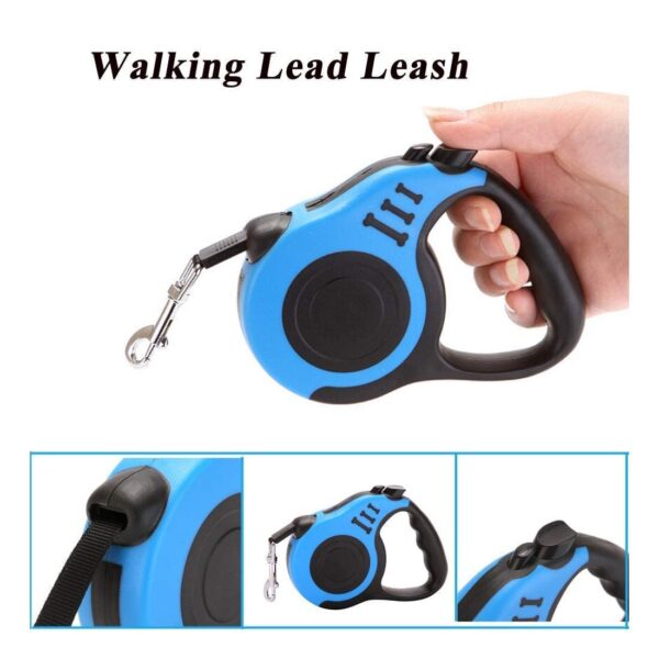 Automatic Retractable Nylon Cat Lead Extension Puppy Walking Running Lead Roulette for Dogs Pet Durable Dog Leash (5 M) (Multi Color)