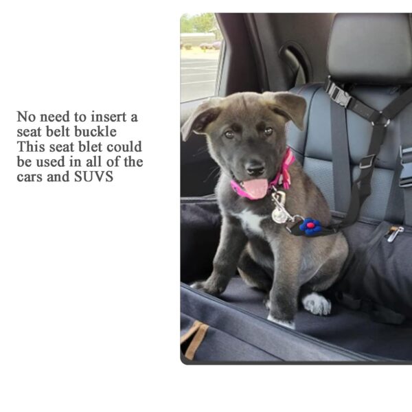 612YqXyx-tL._SL1500_.jpg 2 PCS Dog Seat Belt, Adjustable Car Safety Leash for Pets, Convertible Vehicle Restraint with Secure Lock, Dual Use Harness for Medium to Large Dogs, Travel Accessories (Black & Purple)