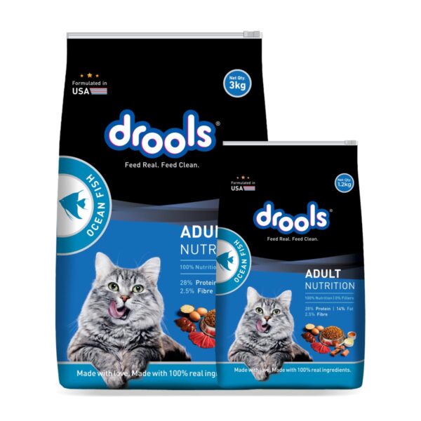 Drools Adult Dry Cat Food, Ocean Fish, 3kg with Free Drools Adult Dry Cat Food, Ocean Fish, 3kg with Free 1.2kg, Tatal 4.2 Kg Pack
