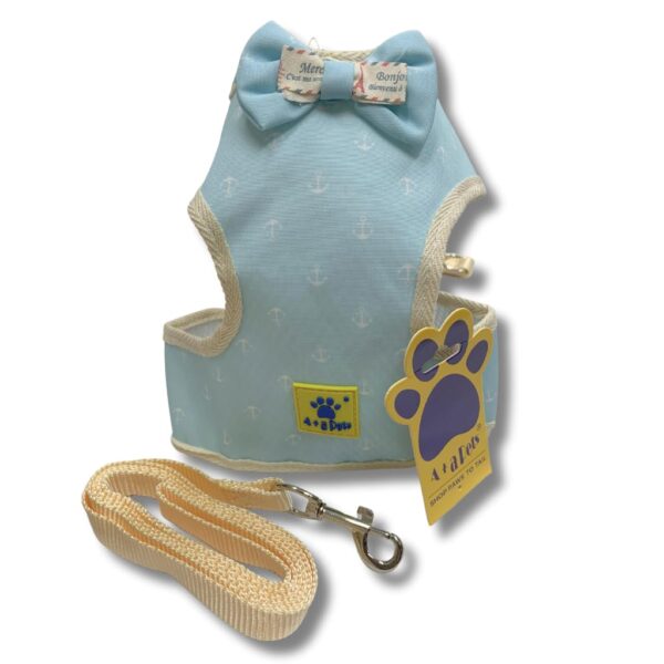 A+a Pets' Cat, Puppy and Small Dog Harness and Leash Set(Combo) - Quick Dry | Escape-Friendly | Comfortable Fit (Sky Blue Print, XS)