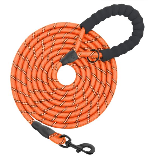HANK Dog Long Leash | 3M Reflective Leash for Medium, Large Dogs | Metal Hook | Soft Comfortable Handle | Shockproof | Dog Rope (15 Feet Long - Neon Orange)