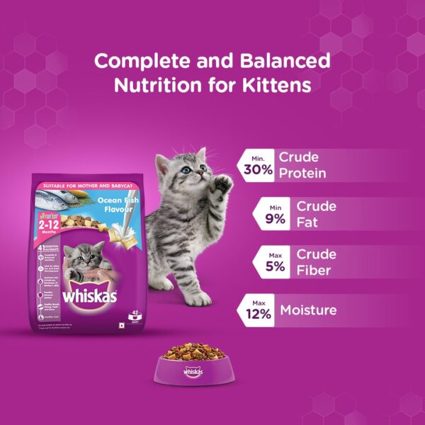 614LMEZ7E4L._SL1080_.jpg Whiskas Wet Food for Adult Cats (1+Years), Salmon in Gravy Flavour, 12 Pouches (12 x 85g) & Whiskas Kitten (2-12 Months) Dry Cat Food Food, Ocean Fish, 1.1kg Pack