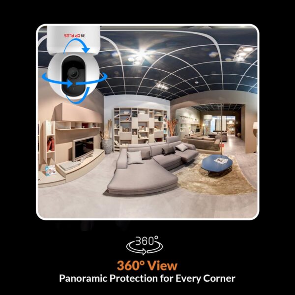 614dfEKT1lL._SL1200_.jpg CP PLUS 3MP Full HD Smart Wi-Fi CCTV Camera | 360° Pan & Tilt | CTC Cyber Secure Tech | View & Talk | Motion Tracking | Night Vision | SD Card (Up to 256GB) | Alexa & OK Google | CP-E35Q