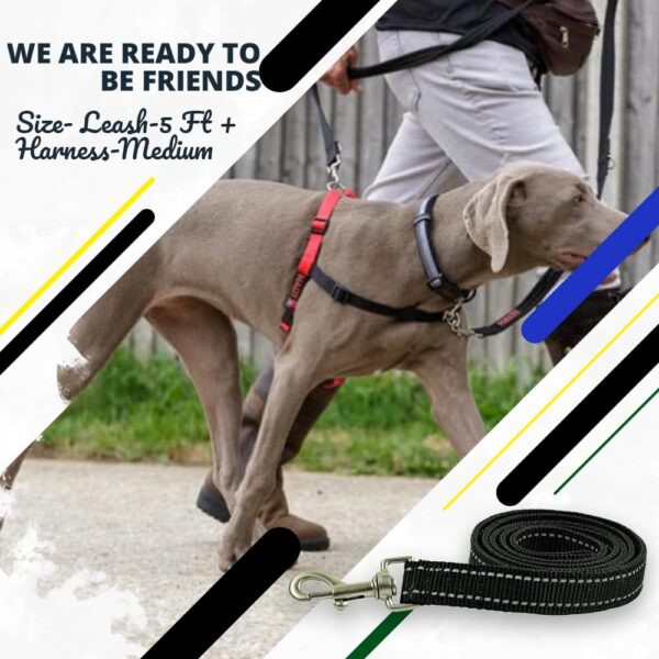 614uPnpmEWL._SL1000_.jpg Dog Leash And Collar Combo Set|Highly Reflective|Dog Rope For Small, Medium & Large Dogs|(Size- Leash 4.8 Ft. + Collar (Medium, Black),146 cm