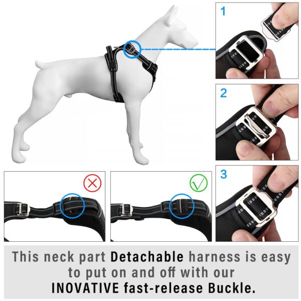 HANK Dog Harness | 3M Reflective Strap | Dog Body Vest for Medium Dogs | Soft Comfortable Padded | Anti Pull Harness for Walking, Training (Black - M (14-22Kg)