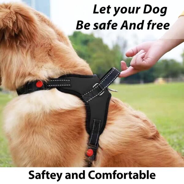 Berlin's Butterfly Dog Harness and Lease with Free Plastic Bowl Comfort, Small Dog Harness Choke Free Adjustable Pet Vest No Pull Outdoor Sport Reflective Soft Padded (Black, Large)