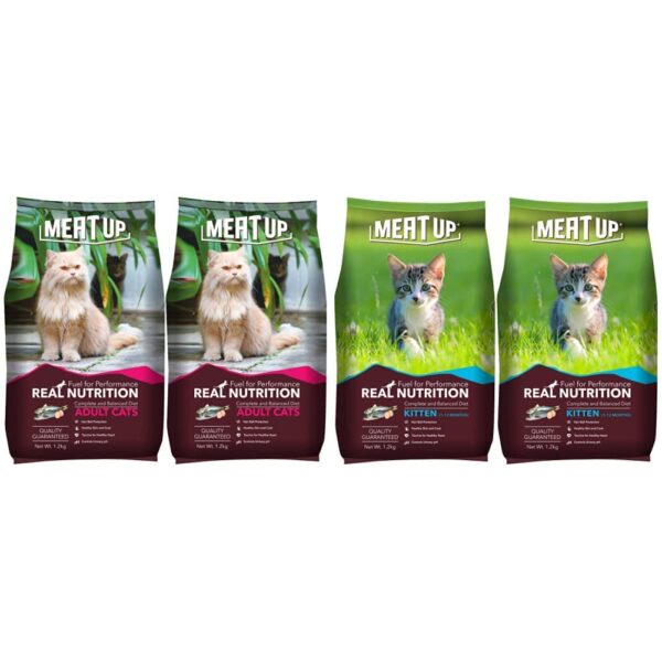 Meat Up Adult Cat Food, Ocean Fish - 1.2 kg Meat Up Adult Cat Food, Ocean Fish - 1.2 kg Pack (Buy 1 GET 1 Free) & Meat Up Kitten Cat Food, 1.2 kg (Buy 1 GET 1 Free)