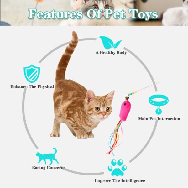 616sBOHSrJL._SL1200_.jpg Pack of 13 Cat Toys, Plush Spring Mouse Colored Ball Toys for Kittens (Random Color)