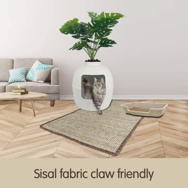 Mats Avenue Cat Litter Box and Tray Mat Natural Sisal Hand Made Beige Color with Wool Yarn End Finishing (45x75 CM)