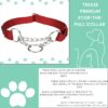 Trixie Premium Stop-The-Pull Collar, Adjustable Nylon Collar for Dogs, Made with Strong Metal Chain to Easily Slip Around Dog's Neck (S-M, Cherry RED)
