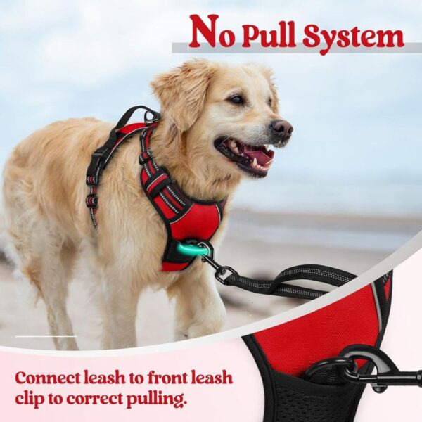 Premium Reflective Dog Vest Harness| Soft Breathable| Padded Handle| Adjustable Straps & Luxury Buckle| No-Choke with Free Leash (RED, Medium Dog 14-22 kg Harness with Leash)