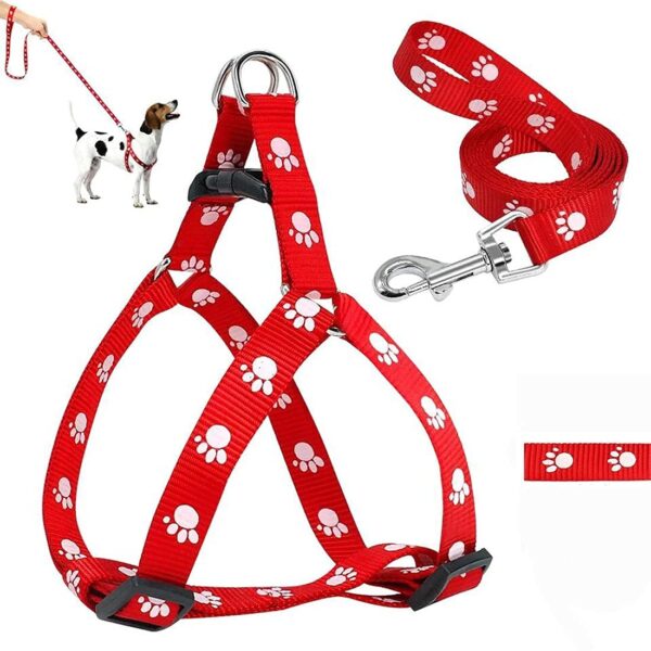 618fZ9vo25S._SL1100_.jpg KUTKUT Adjustable |Cute Paws Print Heavy Duty |No Pull Pet Back Clip Halter Harness & Leash for Puppies (Size: S, Adjustable Chest: 28-38cm)