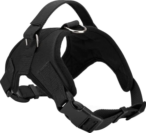Dog Trust Soft and Durable K9 Police Dog Harness Vest with Black Rope Leash and Loop Straps and Handle and Adjustable (Black)