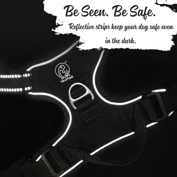 No-Pull Dog Harness with Custom Name Tag | Adjustable Reflective Pet Vest for Medium & Large Dogs | Soft Padded, Front & Back Leash Clip (Midnight Black, Medium)