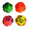 Woofy Plastic Squeaky Vinyl Dog Toy Ball with Colorful Paw Pattern Small (Multicolor) Pack of - 2