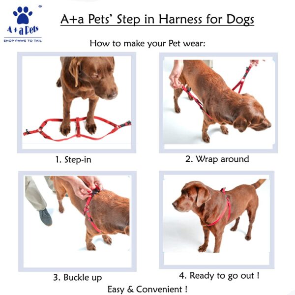 A+a Pets' Step in Harness for Dogs Cats Puppies in Soft Nylon Waterproof Material (Abstract Design, Large, Yellow/Blue)