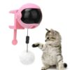 emily pets Interactive Cat Toy with Removable Fluffy Ball – Automatic Teasing Ball with Clamp for Table/Cat Tree, Indoor Cat Entertainment Toy for Kittens & Cats, Easy Install (Pink)