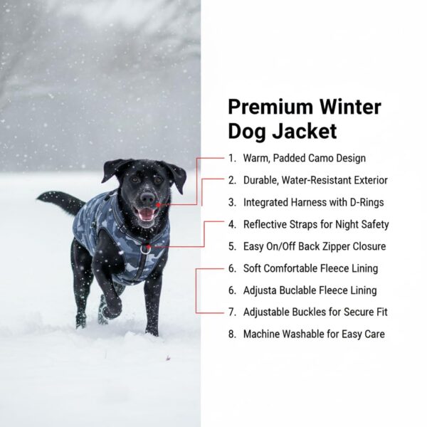 Lulala Winter Dog Jacket with Harness | Waterproof Dog Jacket with Zipper | Reflective Cold Weather Coat for Small, Medium, and Large Dogs