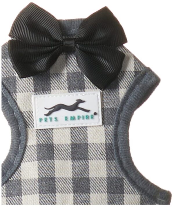 Pets Empire Grey Plaid No Pull Small Dog Cat Puppy Harness and Lead Sets Adjustable Soft Mesh Plaid Tuxedo Vest Clothes with Bowtie and Safety Escape Proof... (Small (Fit Weight 1-3 kg))