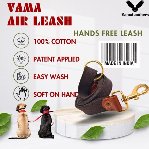 61AuN2YRJL._SL1080_.jpg Vama AIR Leash Sustainable & EcoFriendly 100% Natural Cotton Solid Brass Hook Super Durable Anti Slip Leash for Large Dogs 5 Feet Long X 1.25 Inch Wide Hand Made Cocoa Brown