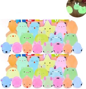6 Pack Squishies Mochi Squishy Toys Glow in The Dark Party Favors for Kids - Mini Kawaii Squishies Mochi Animals Stress Relief Squishy Pack Squishy Cat Squishys with Storage Box (Pack-6)