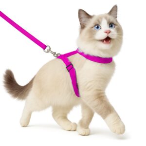 Buraq Basic Full Body Cat Harness with Leash Set for Buraq Basic Full Body Cat Harness with Leash Set for Walking | Escape Proof | Adjustable & Durable for Cats (Dark Pink)