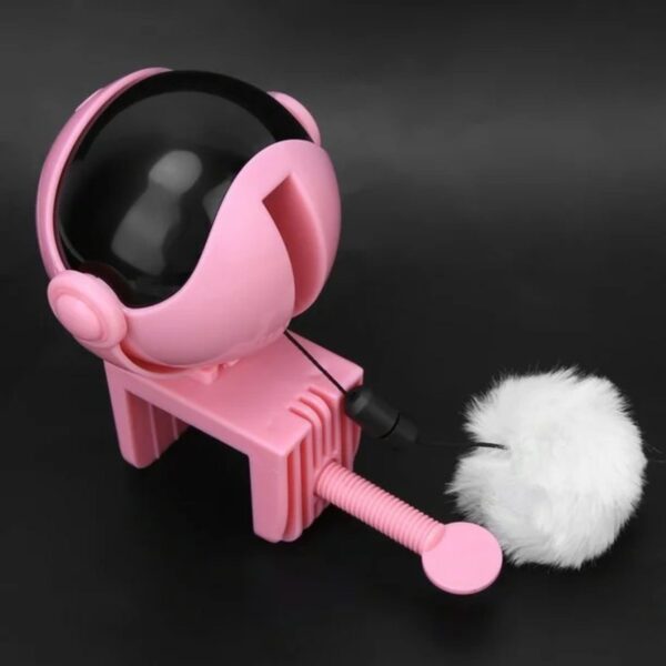 emily pets Interactive Cat Toy with Removable Fluffy Ball – Automatic Teasing Ball with Clamp for Table/Cat Tree, Indoor Cat Entertainment Toy for Kittens & Cats, Easy Install (Pink)