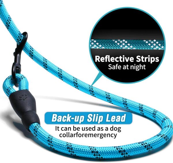 HANK Dog Leash | 3M Reflective Dog Rope | Soft Comfortable Handle | Heavy Duty Belt Hook | (Suitable Up to 10KG - Small Breed) - 5 Feet Long (S - Cyan Blue)