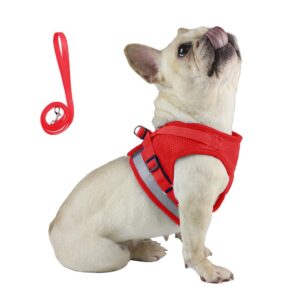 Qpets® Dog Vest Harness for Large Dogs with 1.2m Leash, Qpets® Dog Vest Harness for Large Dogs with 1.2m Leash, Breathable Mesh Fabric, Reflective Strips, Adjustable Size (XL, Red)