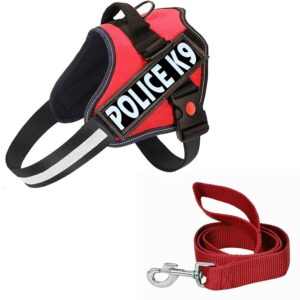 Berlin's Police K9 Dog Harness with Leash, Dog Vest with Berlin's Police K9 Dog Harness with Leash, Dog Vest with Handle, Reflective Adjustable No-Pull Harness for Dogs Heavy Duty Nylon, for Training, Patrol, Hiking (Red, XL (36Kg Above))