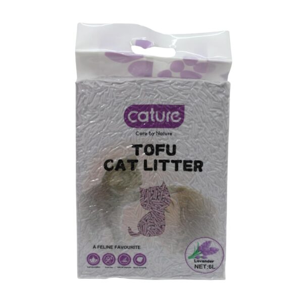Cature Care by Nature Tofu Cat Litter Natural Flushable Clumping Litter Plant Based Biodegradable Ultra Odour Control 99% Dust Free Low Tracking Cat Litter (Lavender, 6L)