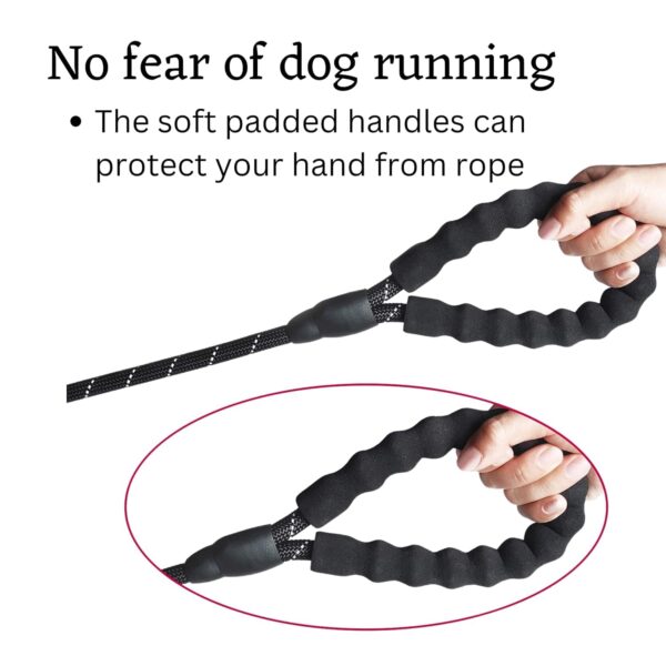 Tail 5 Feet Dog Leash with Comfortable Padded Handle and Highly Reflective Threads for Small Medium and Large Dogs (5FT-1/2'', Black)