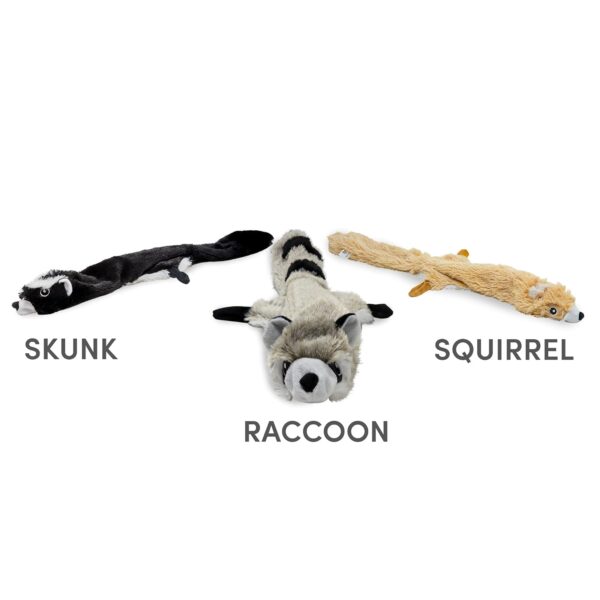 BarkButler x Fofos Skinneez Stuffing Free Raccoon - Soft & Squeaky Toys for Dogs, Dog Toys for Large Dogs (5-30kgs) - Grey