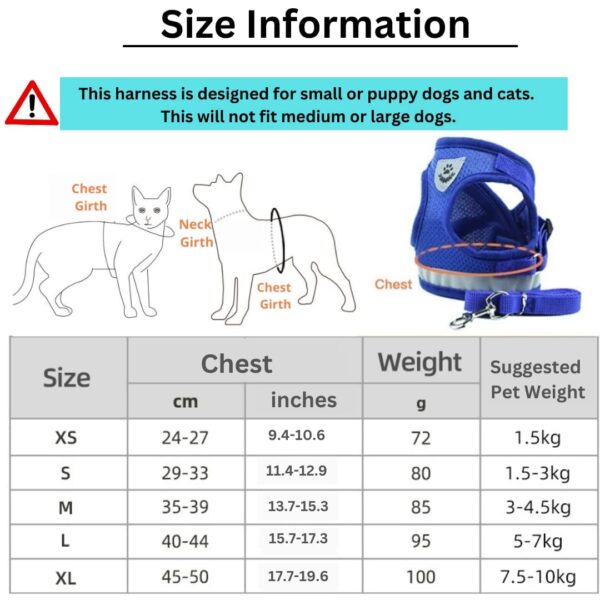 Dog Harness, Puppy Dog or Cat Harness with Nylon Leash, Reflective No Pull, Soft and Breathable Dog Vest(Red,Small)