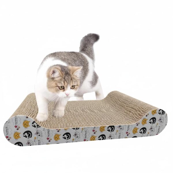 Durable Cat Scratching Board Reversible Corrugated Cardboard Scratcher Pad for Cats Protects Furniture Includes Catnip S Shape Twin Design Durable Eco-Friendly for Kittens & Cats Pack 1 (1.0)