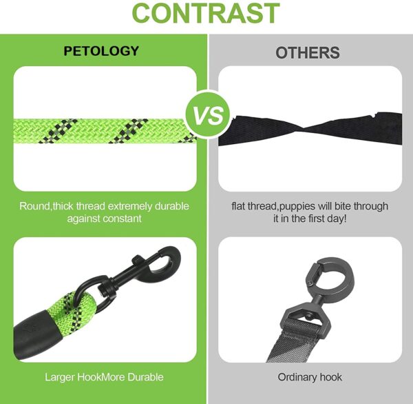 Petology Dog Leash 6FT Long, 1 Inch Thick Reflective Heavy Duty Rope with Anti-Slip Padded Handle for Medium & Large Dogs