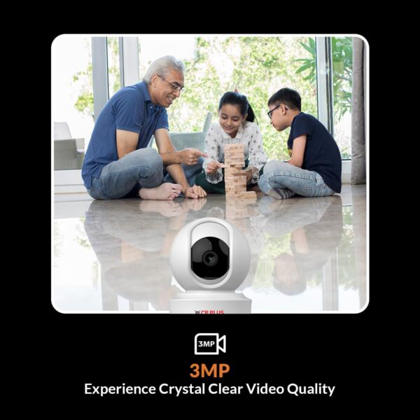 61E5F50aqgL._SL1200_.jpg CP PLUS 3MP Resolution Smart Wi-fi CCTV Home Security Camera | 360° View | Motion Tracking | 2-Way Talk | Cloud & SD Card Support | CTC Cyber Secure Tech | 15M Night Vision | CP-E31Q