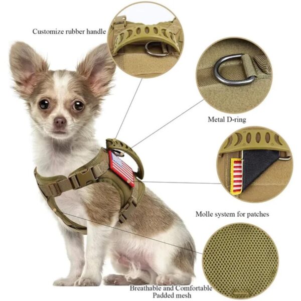61EPl3mfZsL._SL1080_.jpg Tactical Cat Small Dog Harness with Escape Proof Adjustable Pet Vest Harness, Soft Mesh with Control Handle, Gift with Patch Military Style Harness (Large,Khaki)