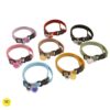 YellowCult Fancy & Comfortable Pet Collars for Cats, Puppies, Small Dogs, Fat Rabbits with Adjustable Size, Bell, Resin Heart & Buckle Safety Lock-[Suede Leather] - [Red]