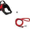 PSK PET MART Dog Harness Adjustable Vest Chest Belts (54-70Cm Neck,63-84Cm Girth) Dog Standard Harness (Large, Red) and Dog Leash 15mm(Color May Vary)