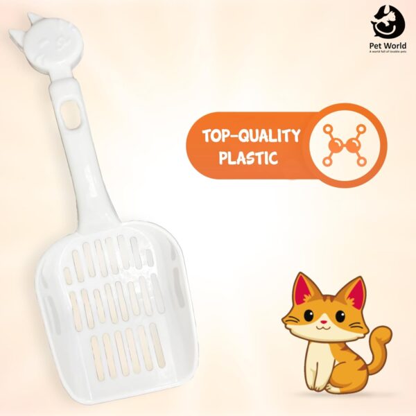 PET WORLD Cat Litter Scooper| Small Scoop Size | Easy and Convenient to Use | for Quick & Hygienic Waste Removal | Effortless Clean-Up| Highly Durable Cat Poop Scooper | White |