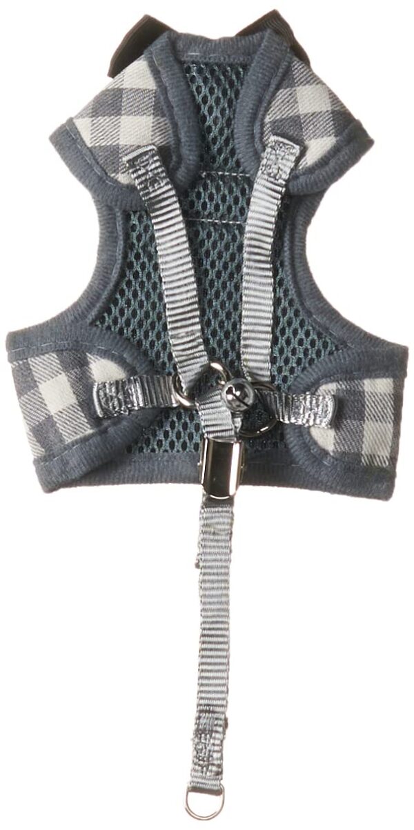 Pets Empire Grey Plaid No Pull Small Dog Cat Puppy Harness and Lead Sets Adjustable Soft Mesh Plaid Tuxedo Vest Clothes with Bowtie and Safety Escape Proof... (Small (Fit Weight 1-3 kg))
