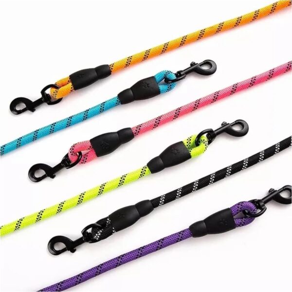 Heavy Duty Nylon Dog Leash, Anti Slip Padded Handle Long Dog Leash, Highly Reflective Leash for Dogs, Dog Rope for Small & Medium Dogs, Dog Training Leash, Black, 10MM 5 Feet Long.