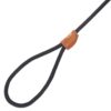 Vama Leathers I British Style Training Slip Leash I Adjustable Length I Strong & Durable Training Show Leash I Soft Nylon Rope I Leather Trims I Made in India I 5 Feet X 1 CM I Black.
