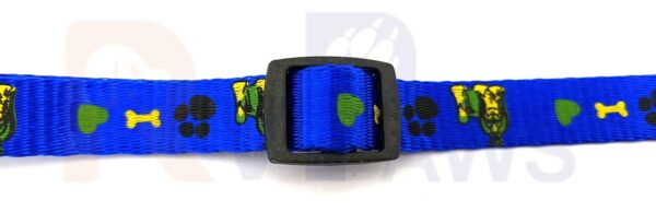 RvPaws 15 MM Paw/Bone Printed Soft Nylon Collar Belt and Leash Set for Small Breed Dog and Puppies - Blue