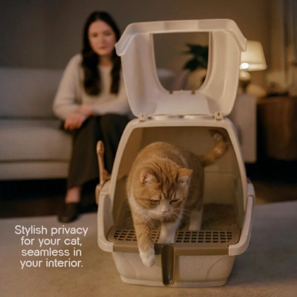 Aurora Litter Den | Enclosed Cat Litter Box with Odour Control & Privacy | Spacious, Easy-Clean, Non-Stick Tray | Hygienic Design for Large Cats & Multi-Cat Homes