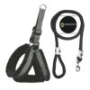 Harness for Medium Dogs Feather Soft Fur Padded Nylon Dog Harness, Dog Vest Harness Body Belt & Rope (Black, Medium) (Black, Large)